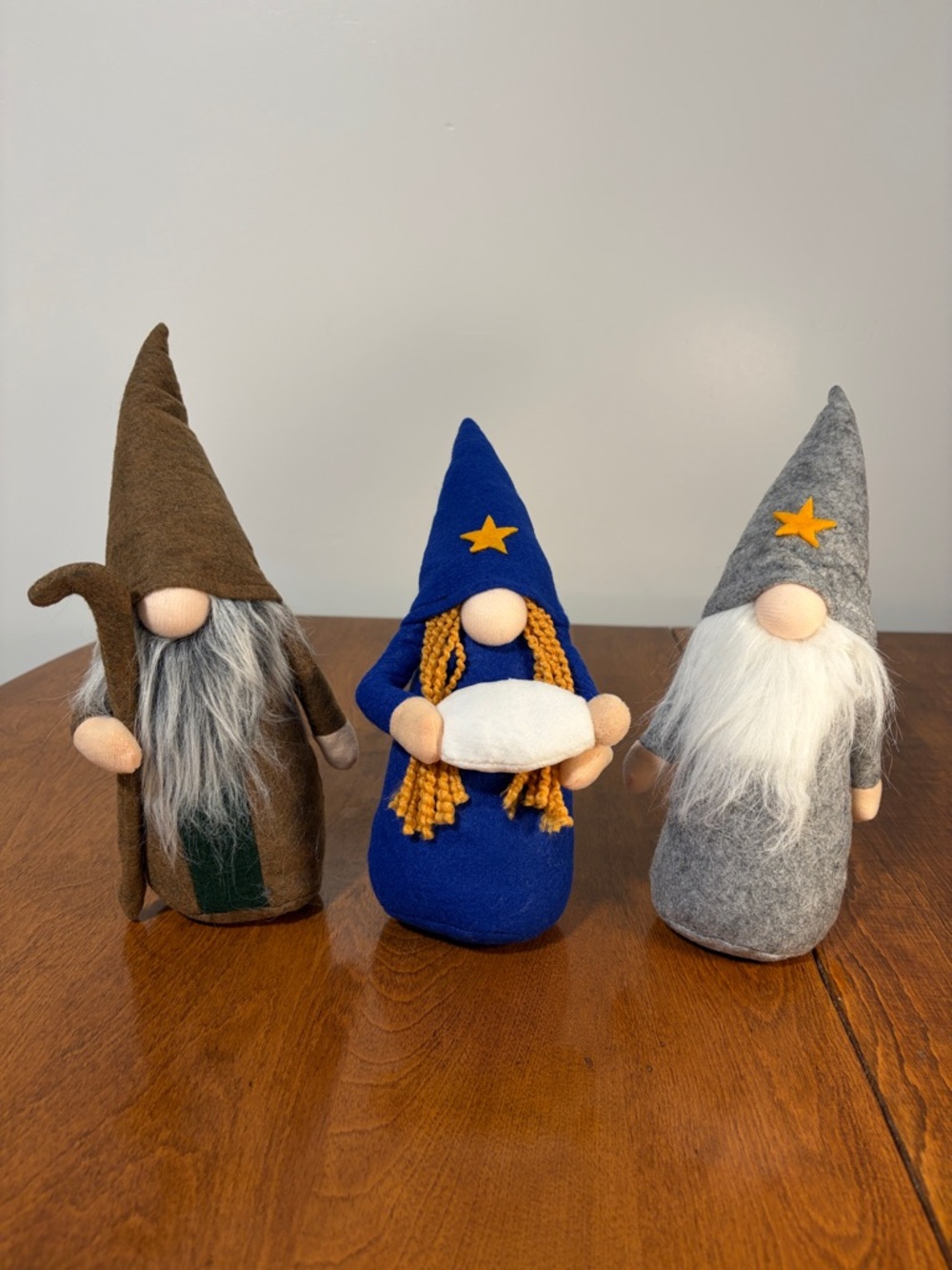 Set of 3 Nordic Gnome Plush Decor Woodland Wizard Rustic